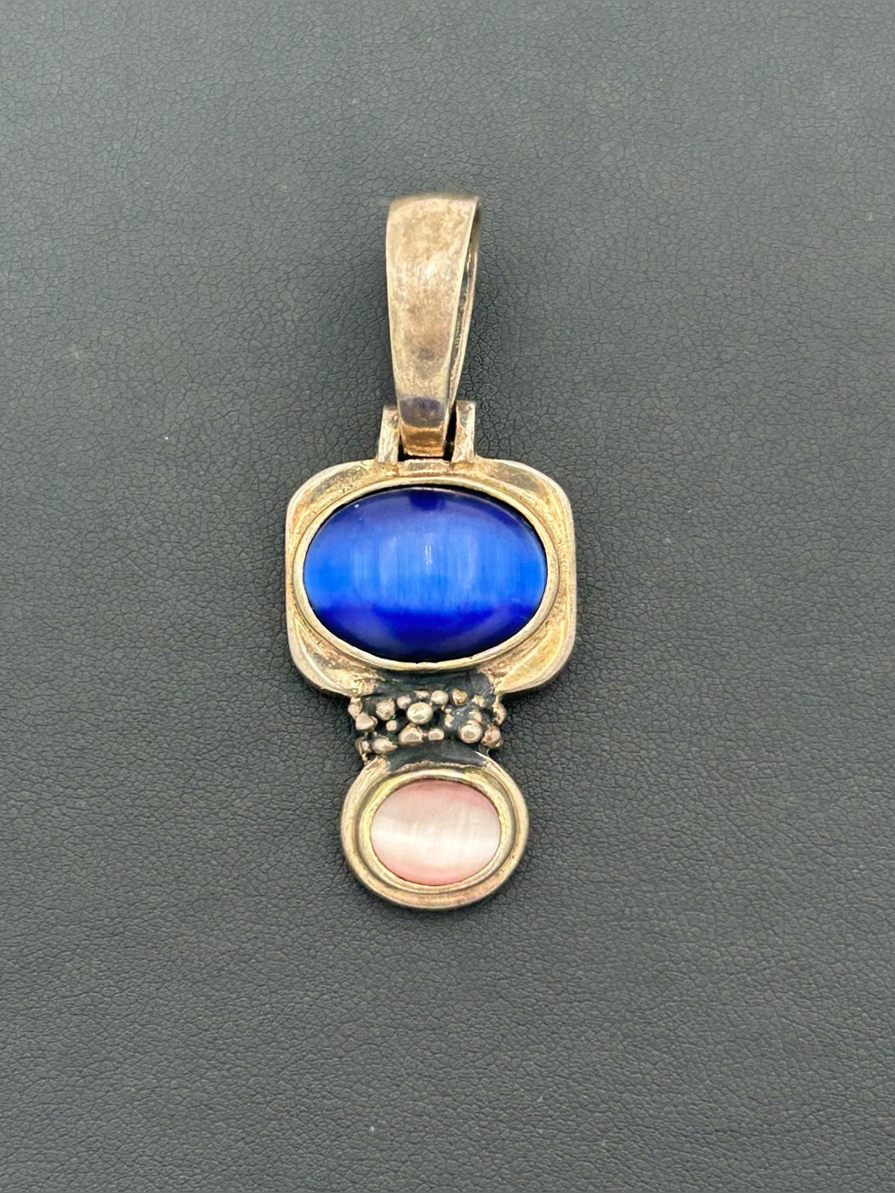 Vintage Sterling Silver Blue and Pink Pendant